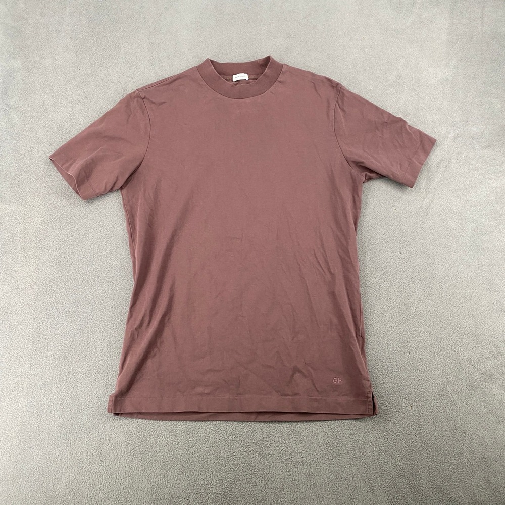Son of a Tailor Mens Supima Cotton Mock Neck T-Shirt Mauve Brown Short Sleeve